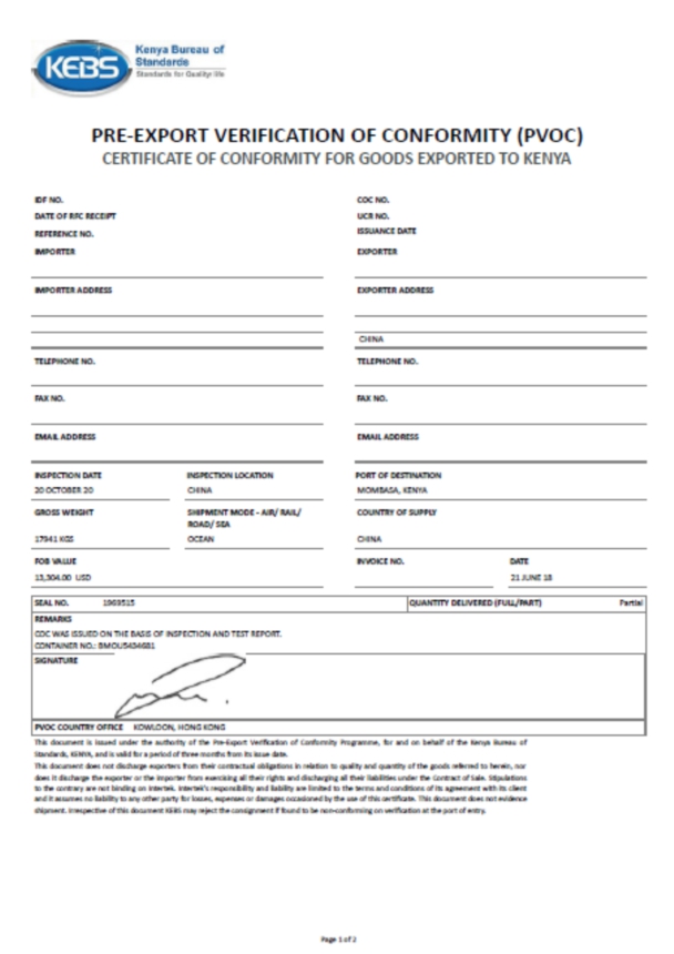 Kenya COC/PVOC 