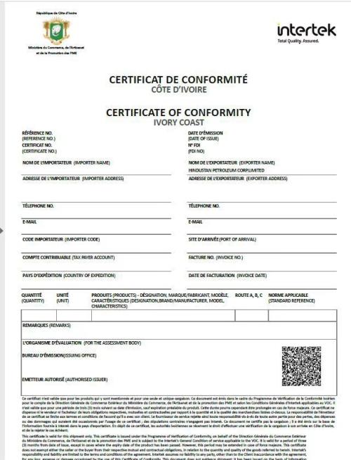 Ivory Coast PVOC